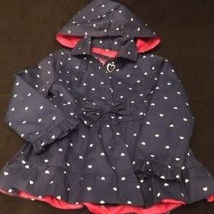 Pink Platinum Navy Blue and White Ruffled Raincoat